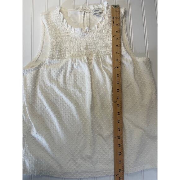 J Crew Cream Textured Sleeveless Top Ruffles Flowy Size Womens Medium - Picture 3 of 7